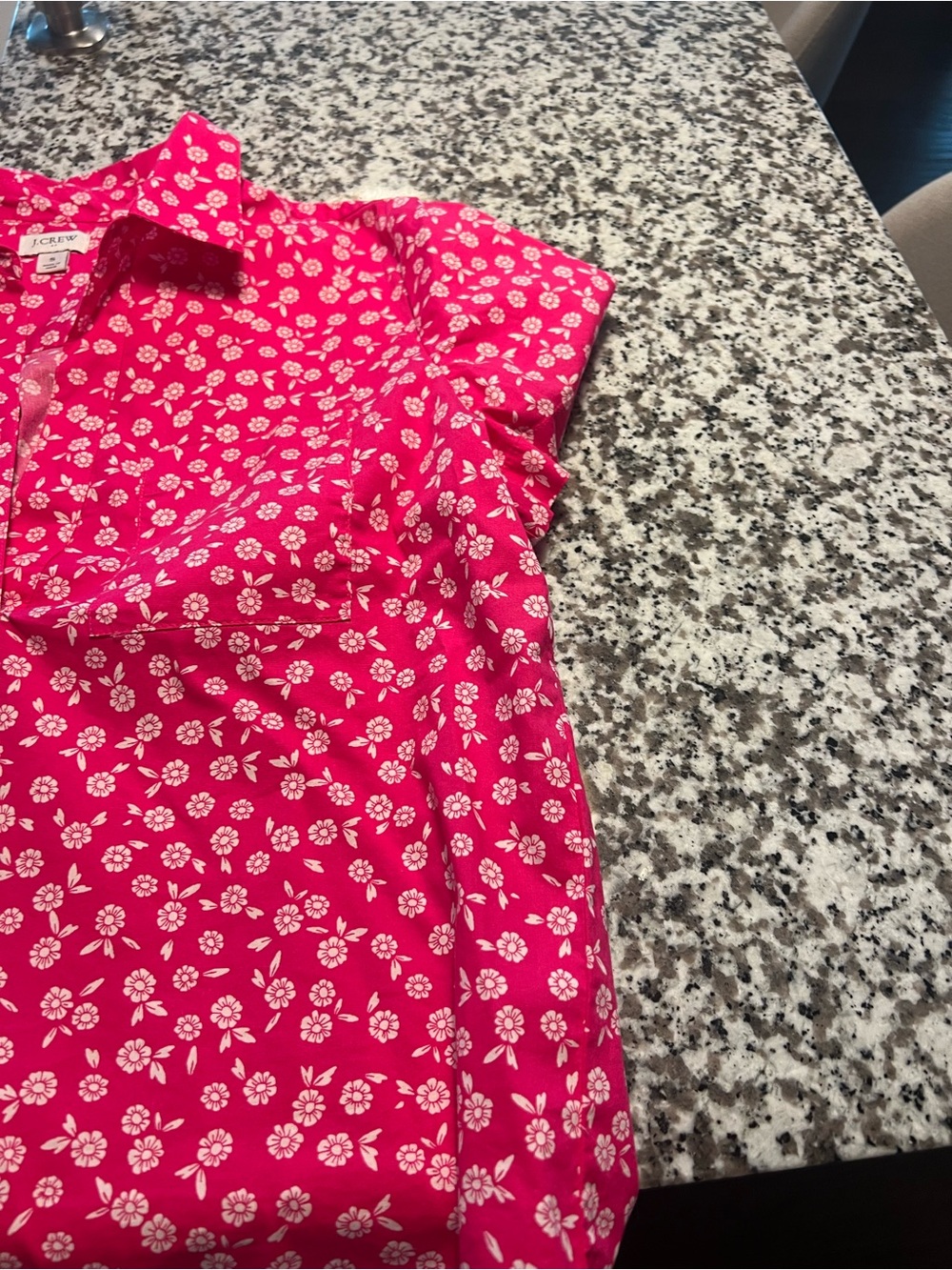 J. Crew Hot Pink Floral Short-Sleeve Button Top